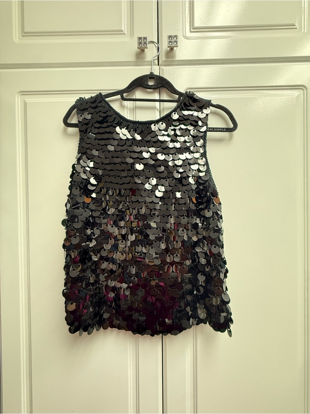 Sequined Black Women's Tank Top Formal Large